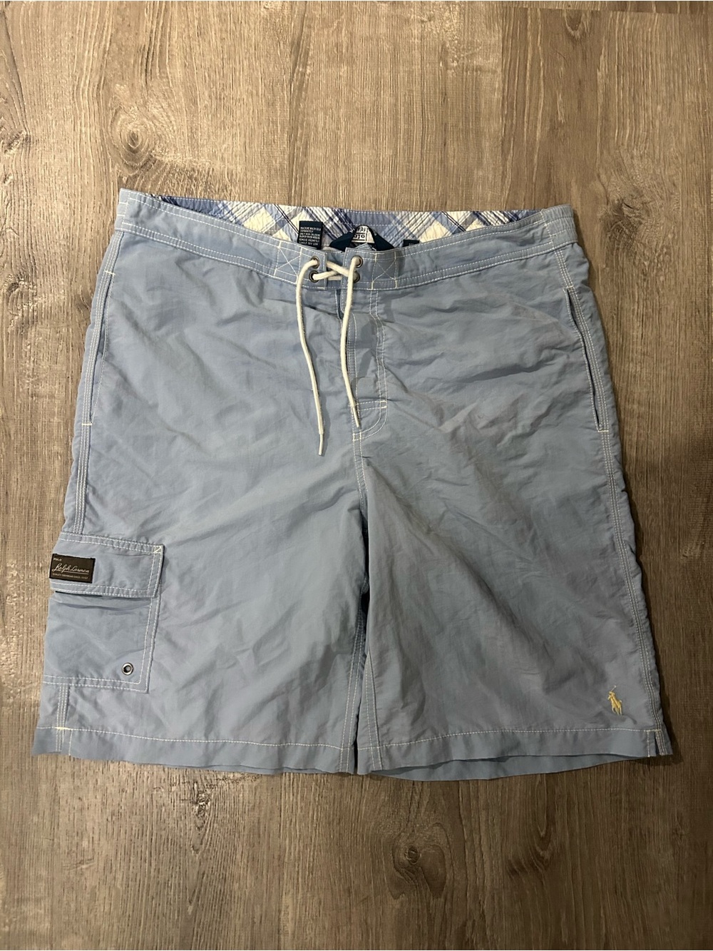 VTG Polo by Ralph Lauren Light Blue Men's Cargo Swim Shorts